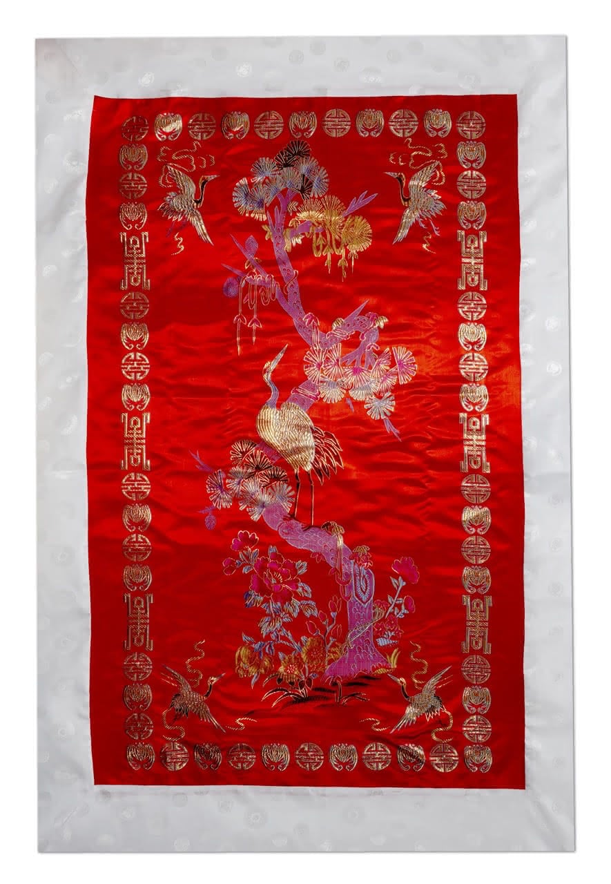 Red Long Life Crane Blanket (松鶴壽被)