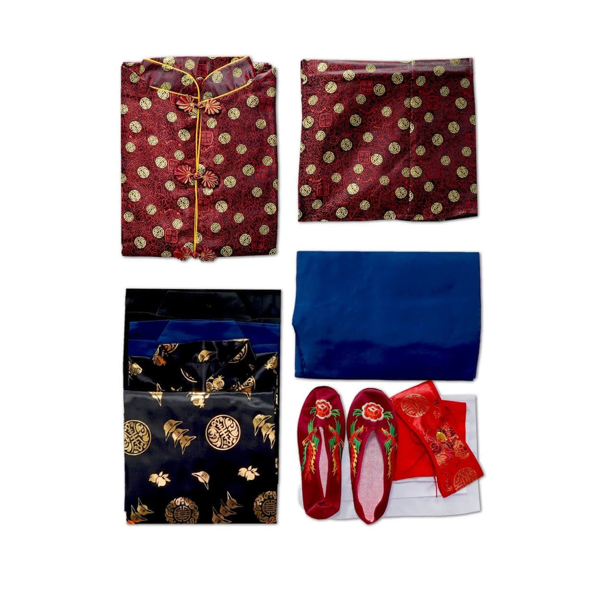 Female Burial Clothing - Gold on Red (女壽衣/紅金花紋)